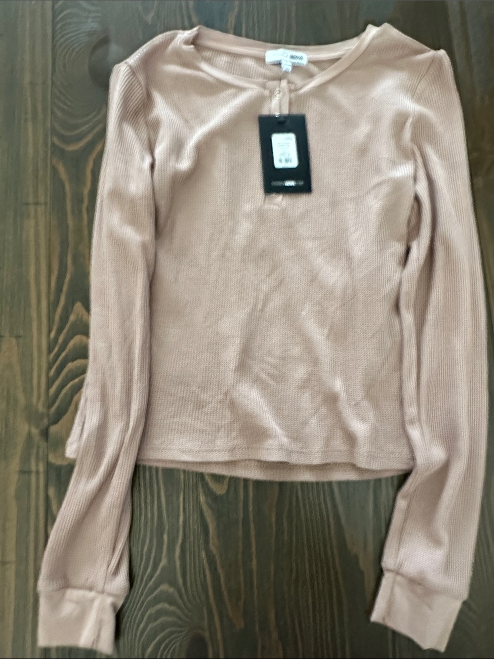 Fashion Nova Ribbed Long Sleeve Tee in Dusty Rose
